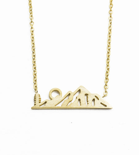 Dainty Simple Sun On Mountain Top Pendant
