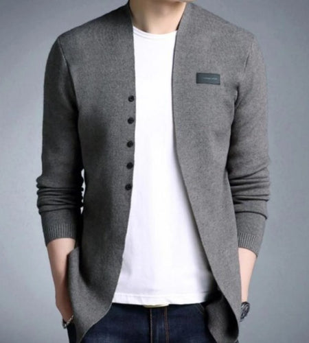 Mens Slim Fit Cardigan with Button Design