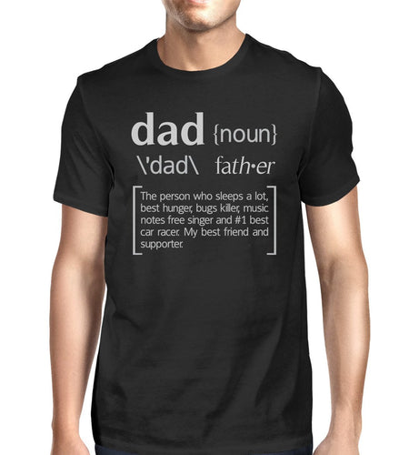 Dad Noun Mens Black Cotton T-Shirt Cute Fathers