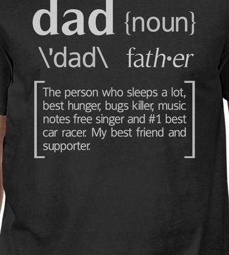 Dad Noun Mens Black Cotton T-Shirt Cute Fathers